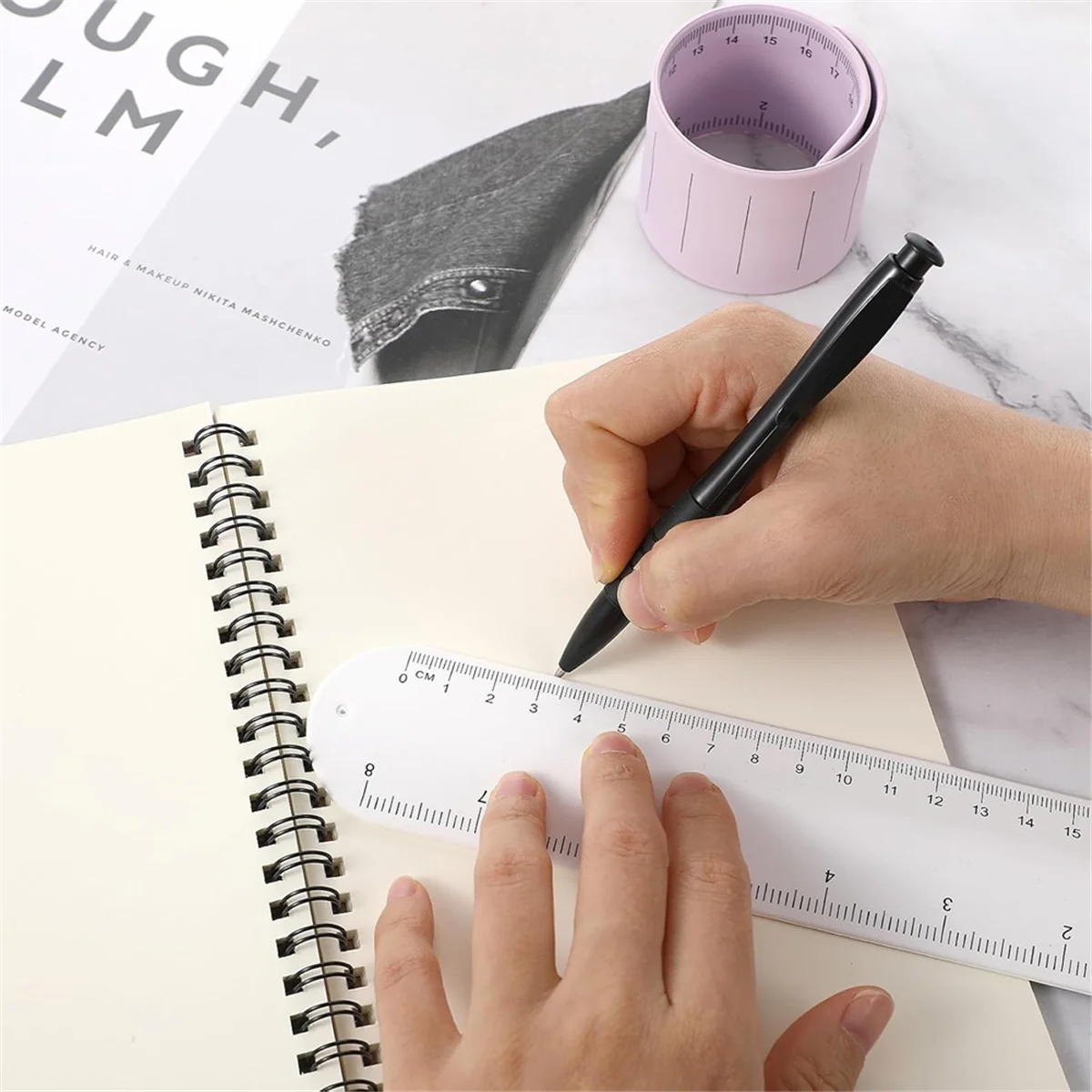 Носимый блокнот GFC, силиконовый браслет для заметок с линейкой, стираемый блокнот на запястье с напоминанием о медсестре, ручкой и ластиком A