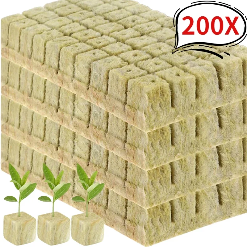 200/50Pcs Planting Sponge Rock Wool Starter Plugs Hydroponic Grow Media Cubes Home Greenhouse Garden Supplies Seedling Block