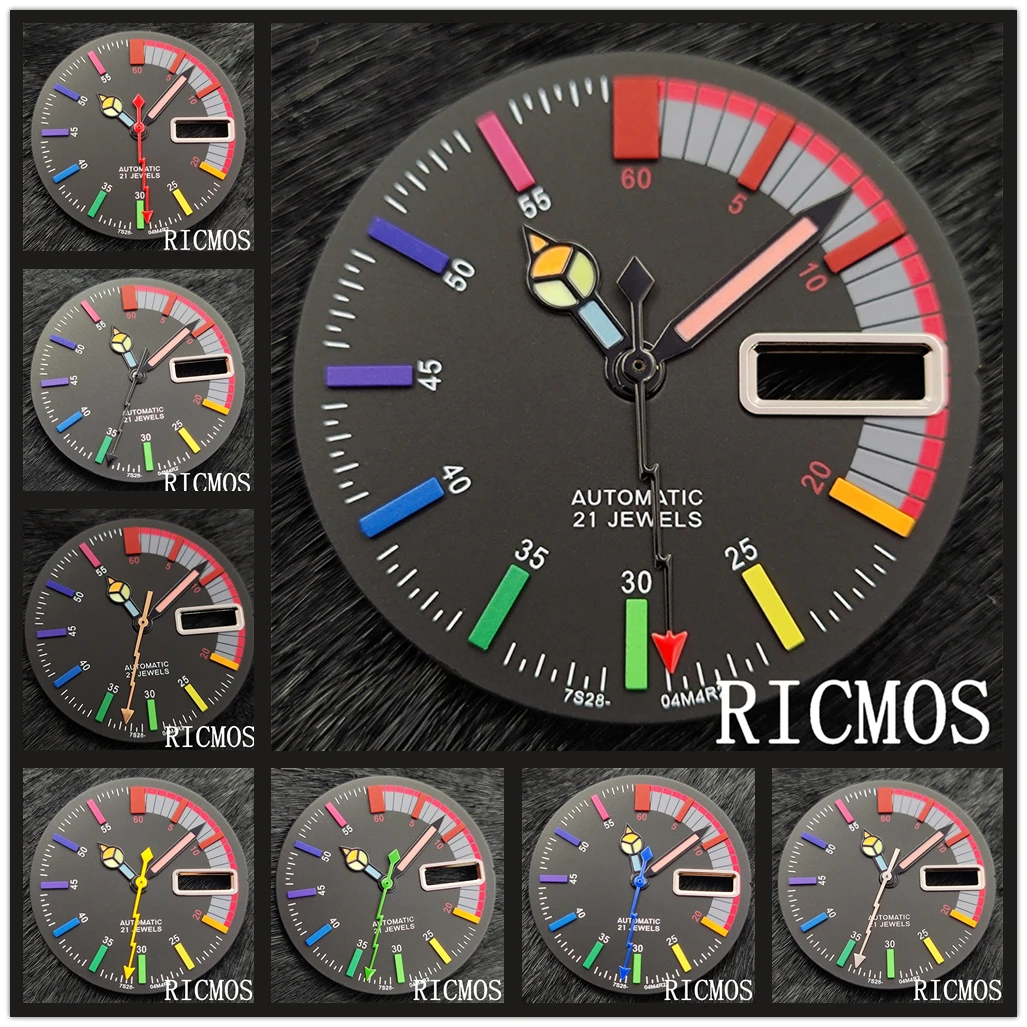 

Циферблат для цифровых часов NH36 28,5 мм с цветными разметками, совместимый с автоматическим механизмом NH36.