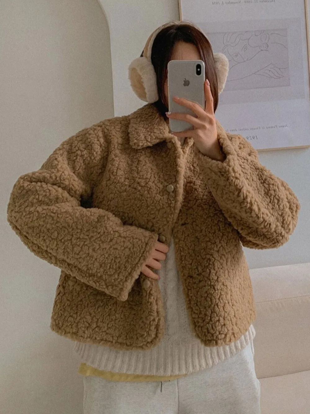 

Chic Winter Faion Anti-Aging Single Button Lapel Loose Versatile Leather Fur ort Coat Women's Commute Sle Online Exclusive