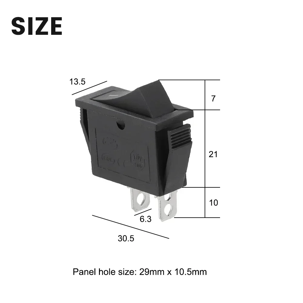 Switch Rocker Switch 1 PCS 2 Position 240Vac 30.5mm X 13.5mm X 31mm Rocker SPST 15A Black Car Dash For Treadmill