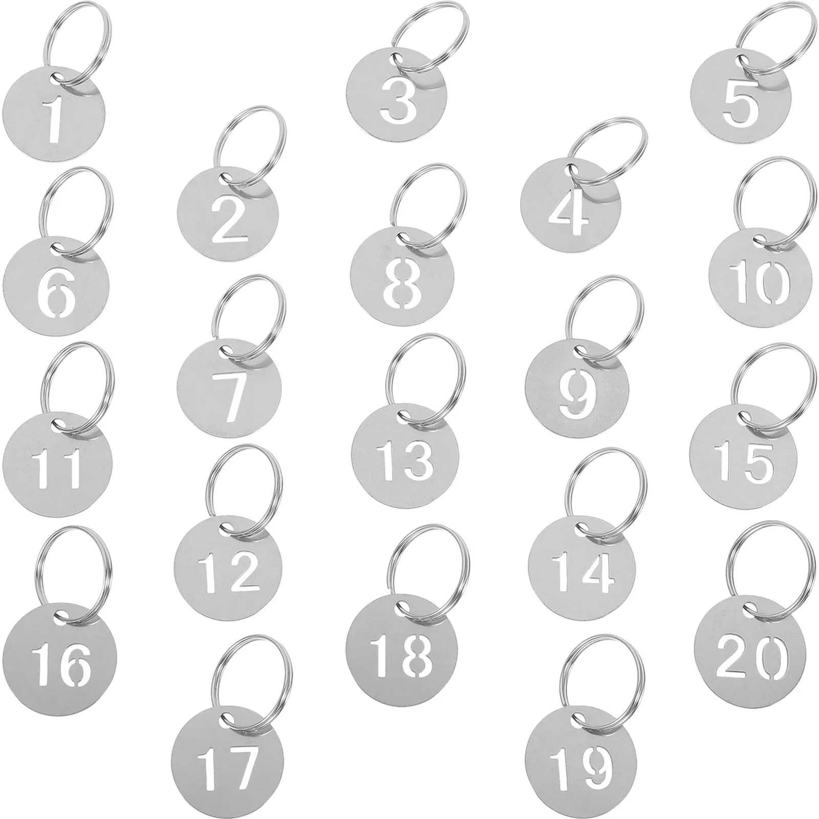 20Pcs Metal Number Tags Key Classification Keychain Tags for Key Cabinet Luggage Identification Keychain Tag Number Cards