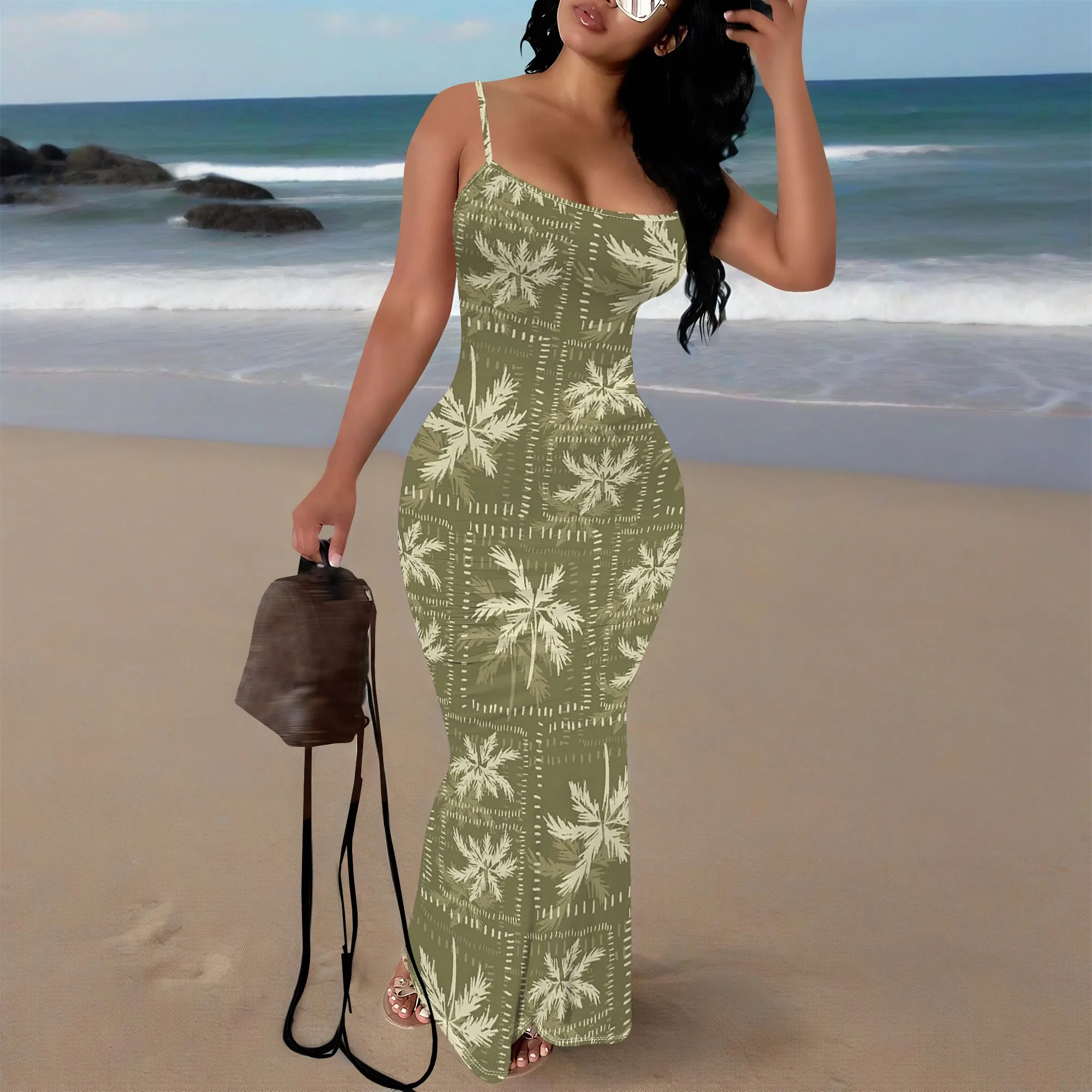 

Women's Tropical Print Maxi Dress Spaghetti Strap Bodycon Dress for Beach Vacation Summer Holiday Wear XS-3XL