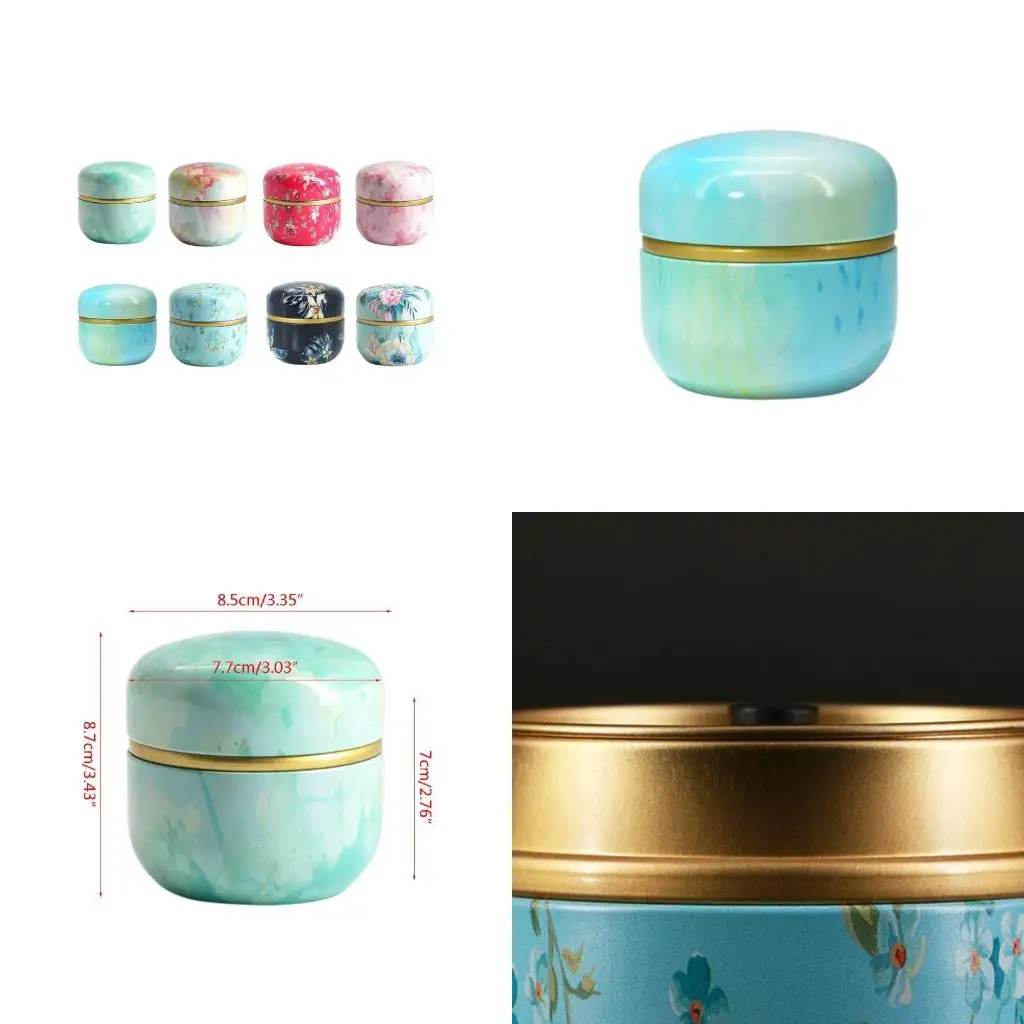 

Flower Mini Tin Loose Tea Coffee Candy Storage Box Round Metal for Case Wedding high quality