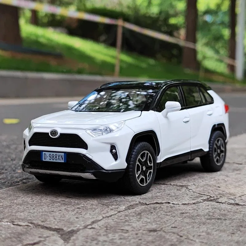 1:32 Toyotas RAV4 SUV Alloy Scale Car Model Diecast Metal Miniature Toy Vehicles Sound＆Light Collectibles Childrens Toy Gifts