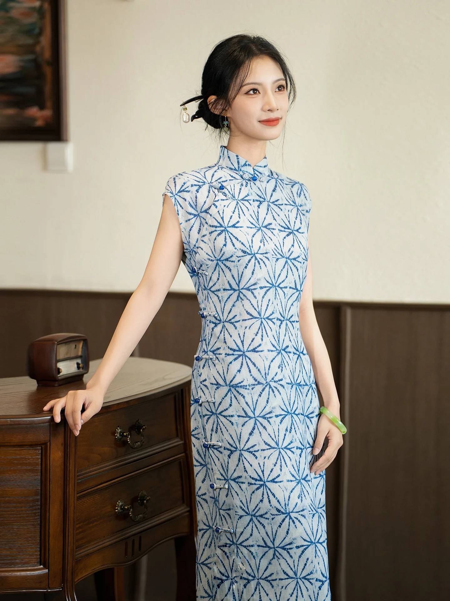 

Ele Chinese Sle Reformed Ancient Method Full Opening Collar Women's Long Cotton Linen Dr Daily Wear Simple...