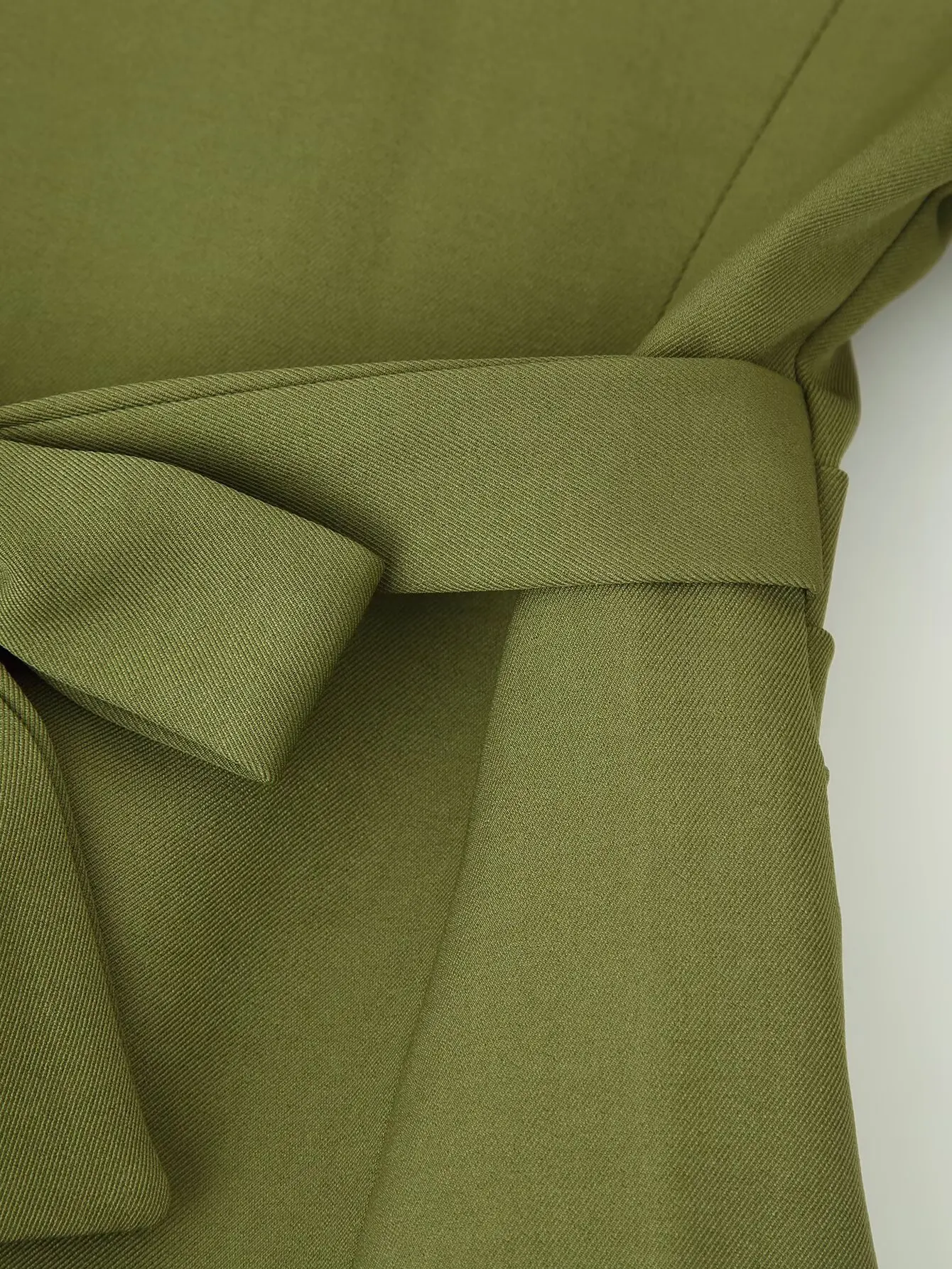 Suninheart Olive Green Asymmetric Blazer & Pants Set – Women's Ruched Waist Suit Two Piece Office Lady Autumn Fashion