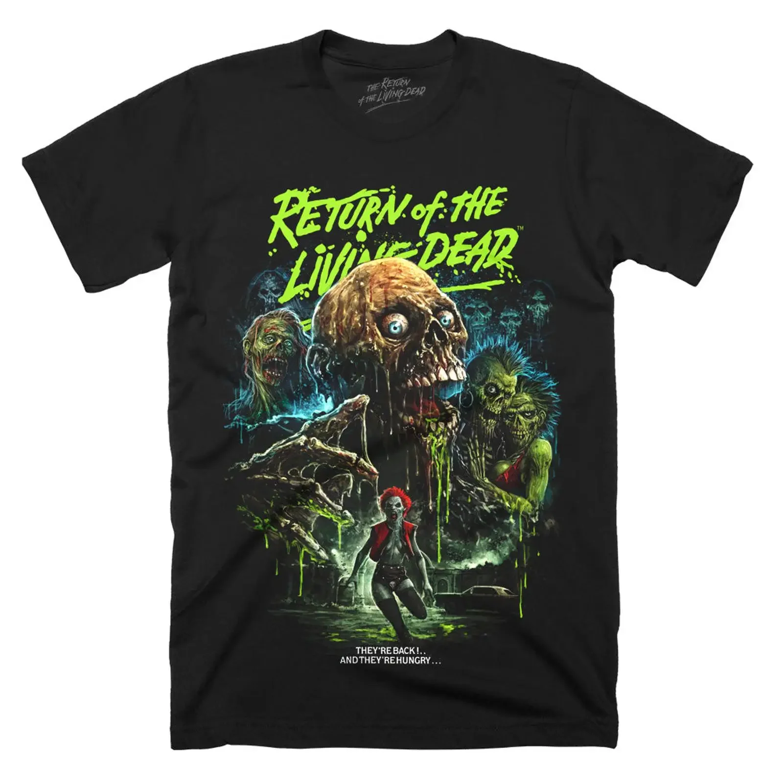 Return Of The Living Dead They're Hungry T Shirt vintage Washed fashion graphic Slightly Breathable streetwear Stretched Casual