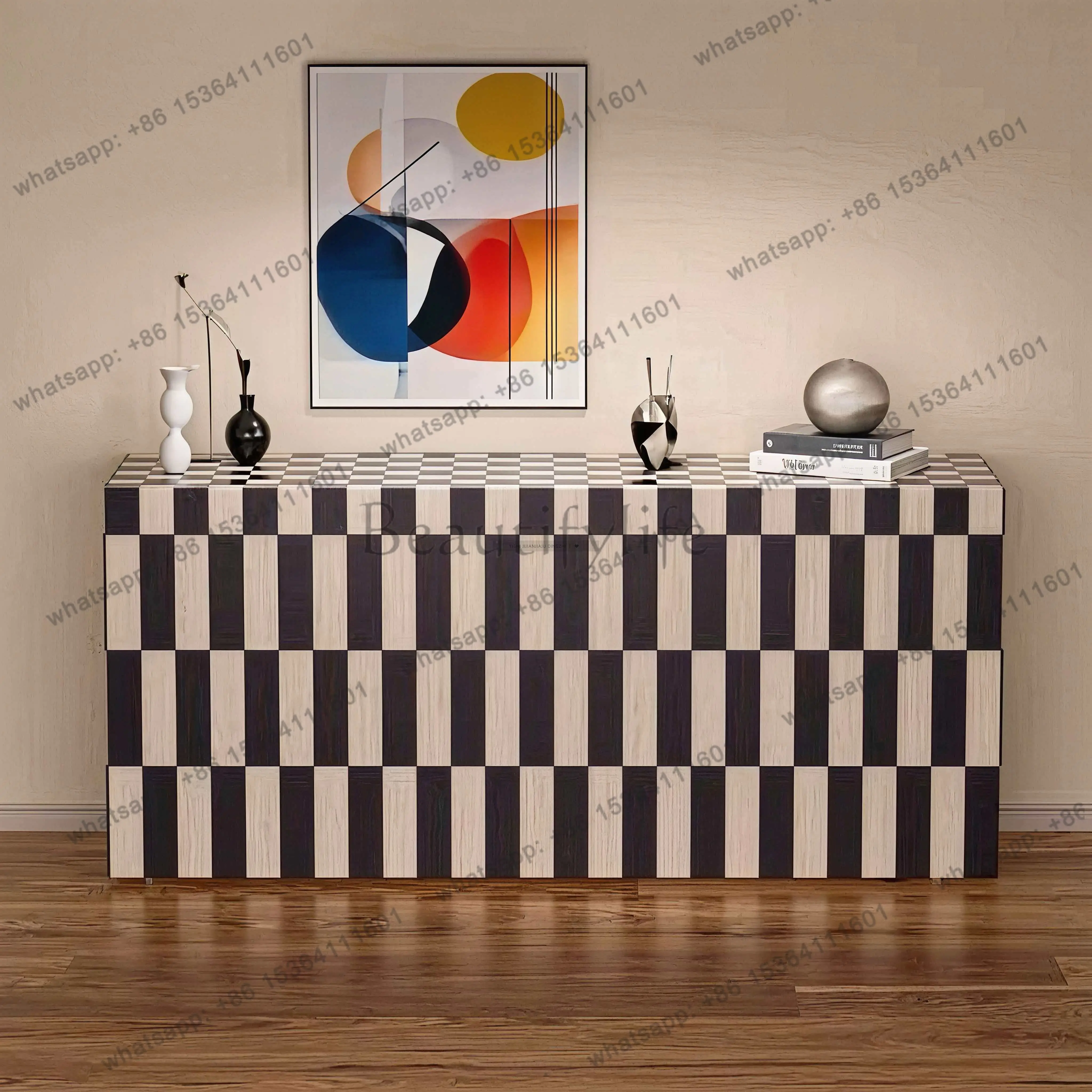 Italian minimalist and creative dining side cabinet, antique storage villa entrance entrance cabinet, living room color matching