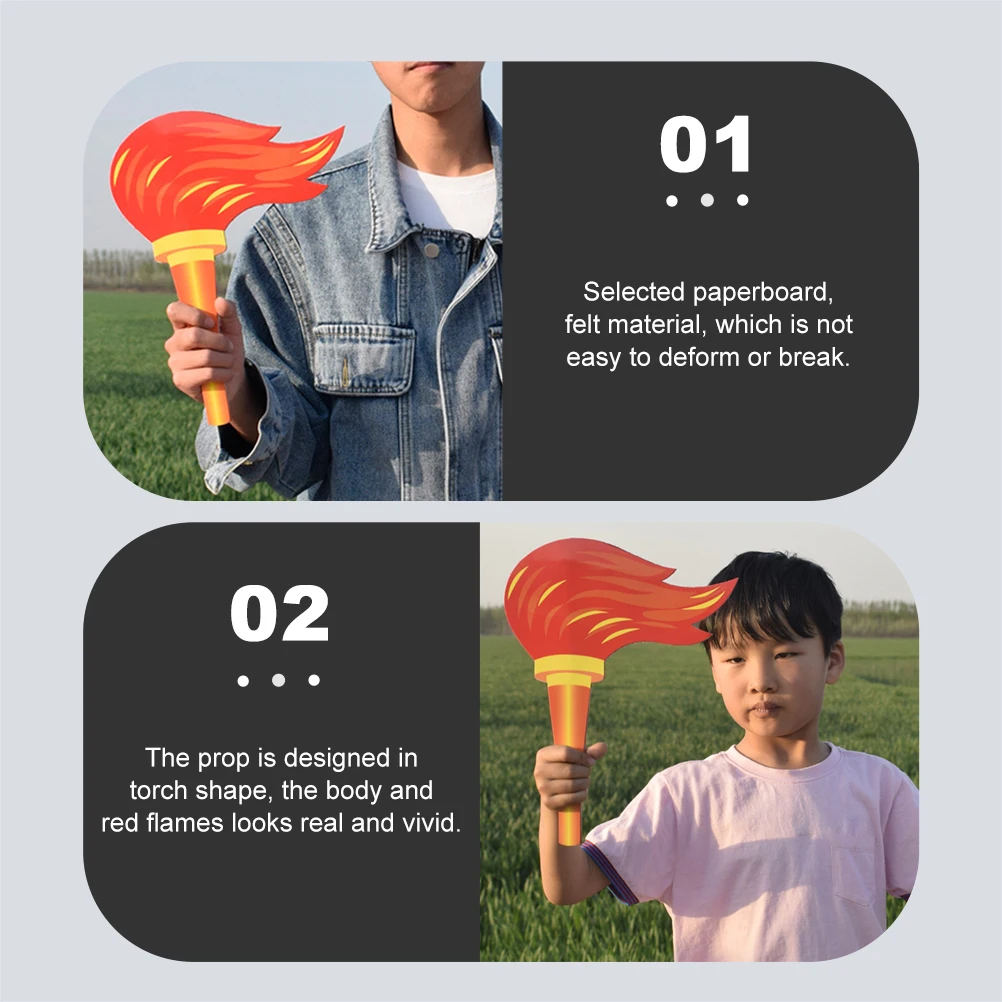 

2 Pcs Simulation Torch Prop Realistic Paperboard Felt Lightweight Birthday Sports Ceremony Kids Stage Performance Festive Photo