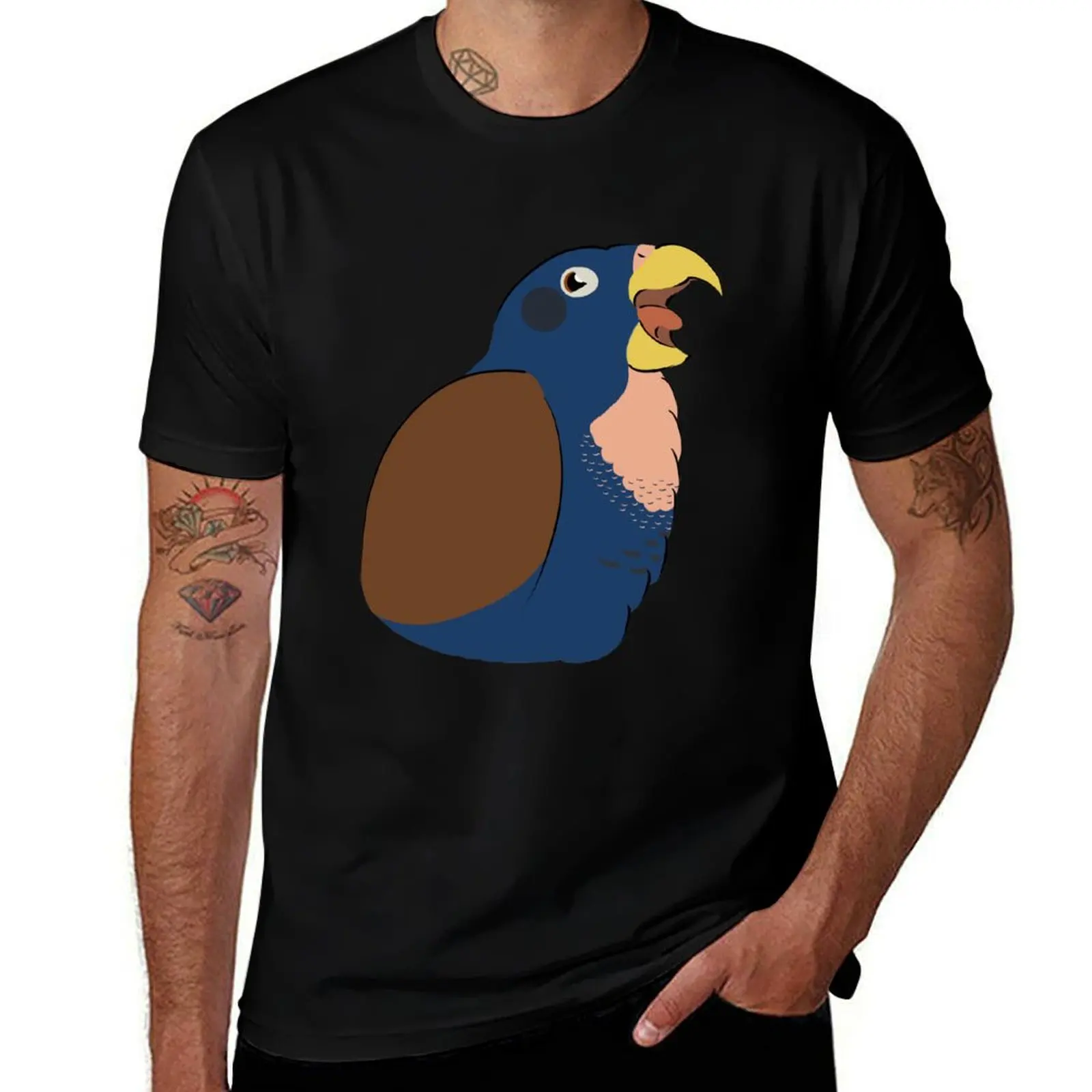 Angry Bronze Winged Pionus T-Shirt Big Size Short Sleeve Casual Top T-Shirt