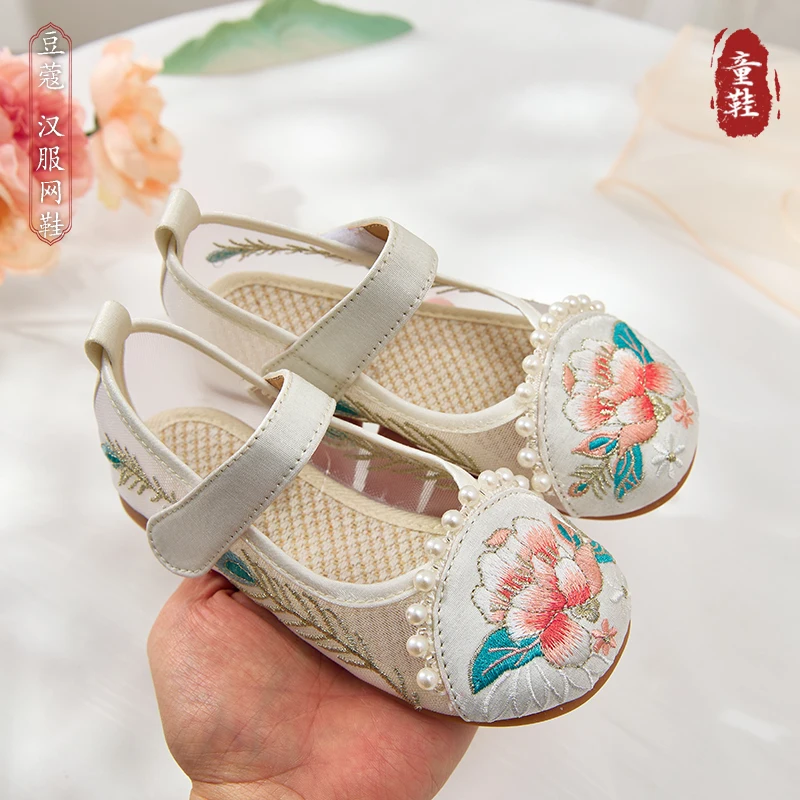 Children\'s Hanfu shoes Summer style girl antique embroidery shoes Chinese style Tang dress shoes national style performance shoe