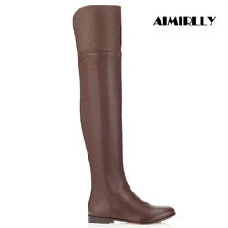 Fashion Women's Over the knee Boots Flats Shoes Ladies Thigh Height Winter Long Boots Comfort Outfit Footwear Zipper Customized