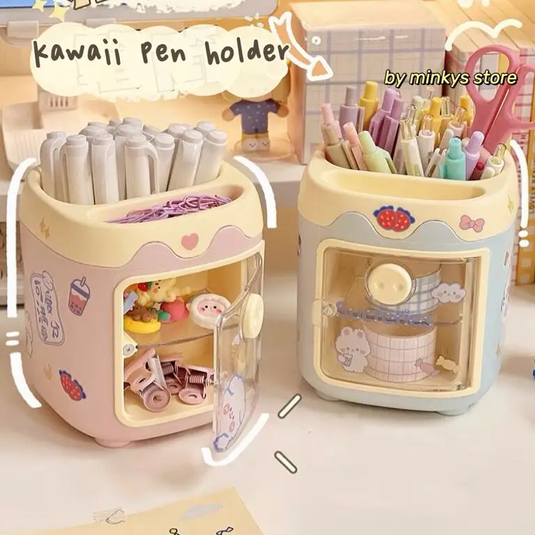 MINKYS Kawaii Piggy Storage Box Pen Holder Bedroom Washroom Organizer Box School Office Stationery