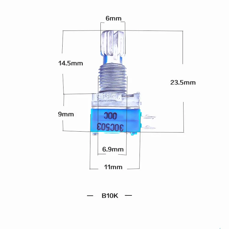 YYT With stepper R097 type double C50K double volume potentiometer 15 flower shaft