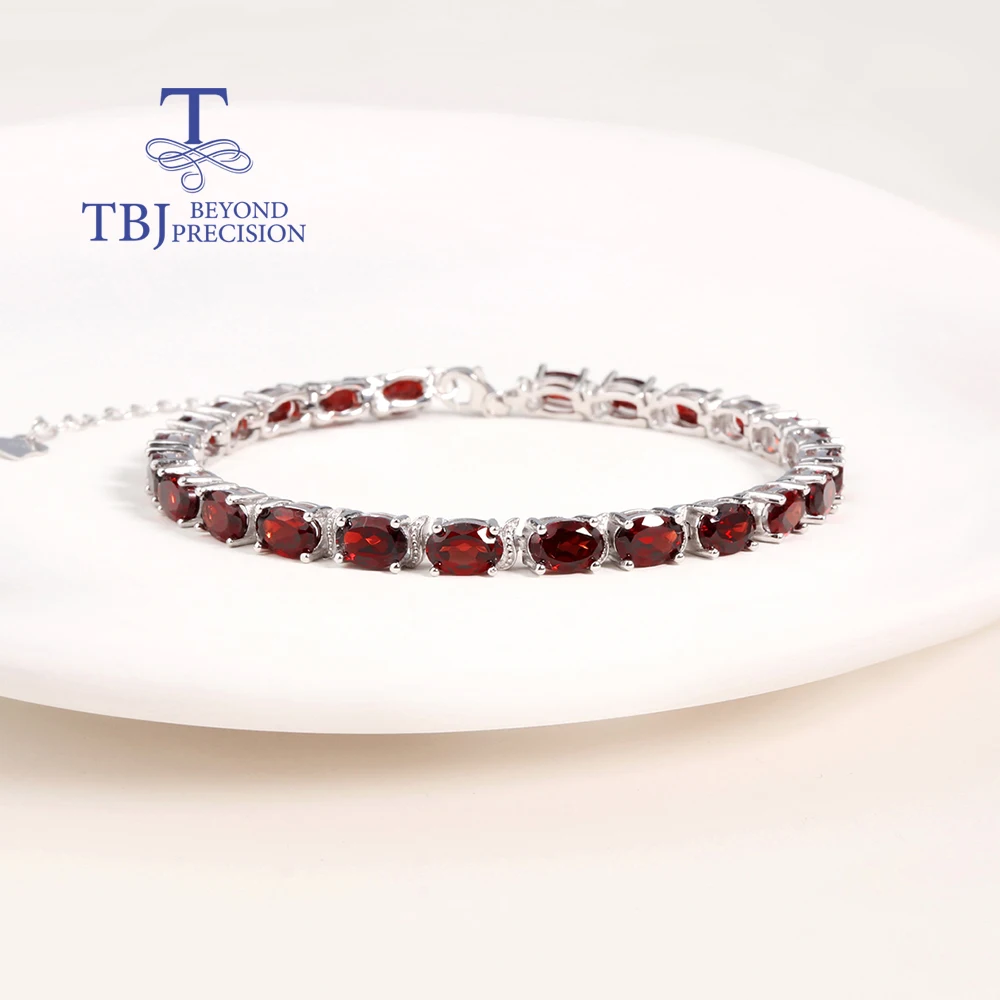 

TBJ,Elegant bracelet with natural Garnet in 925 sterling silver, fine jewelry for anniversary wedding party,best gift for women