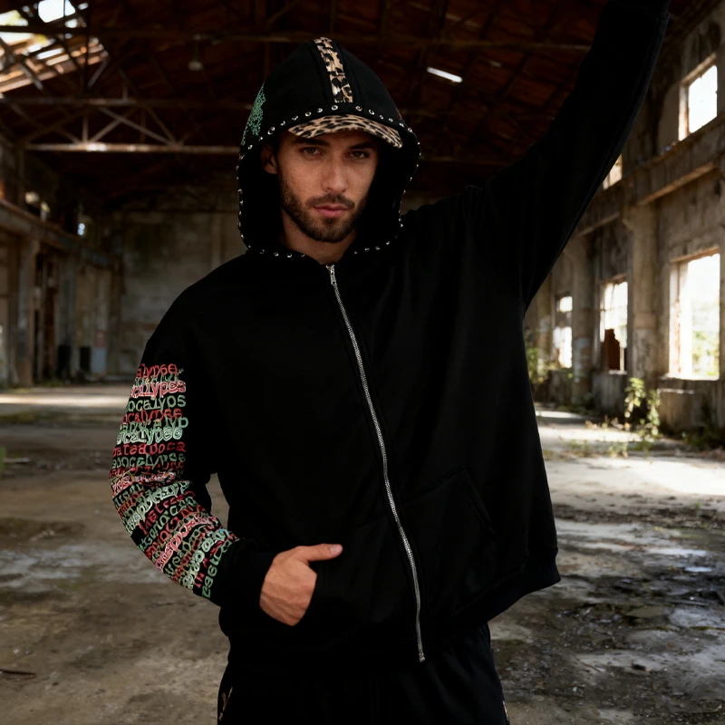 الخريف والشتاء الشارع الأمريكي الجديد الظلام نمط رمز هاكر رسالة مطبوعة هوديي الرجال والنساء الشارع هوديي #2