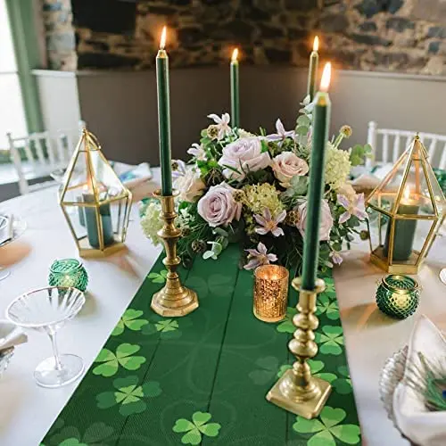 2023 St Patrick's Day Printed Table Runner Green Irish Clover Embroidered Table Runner  Saint Patricks Day Holiday Parties Decor