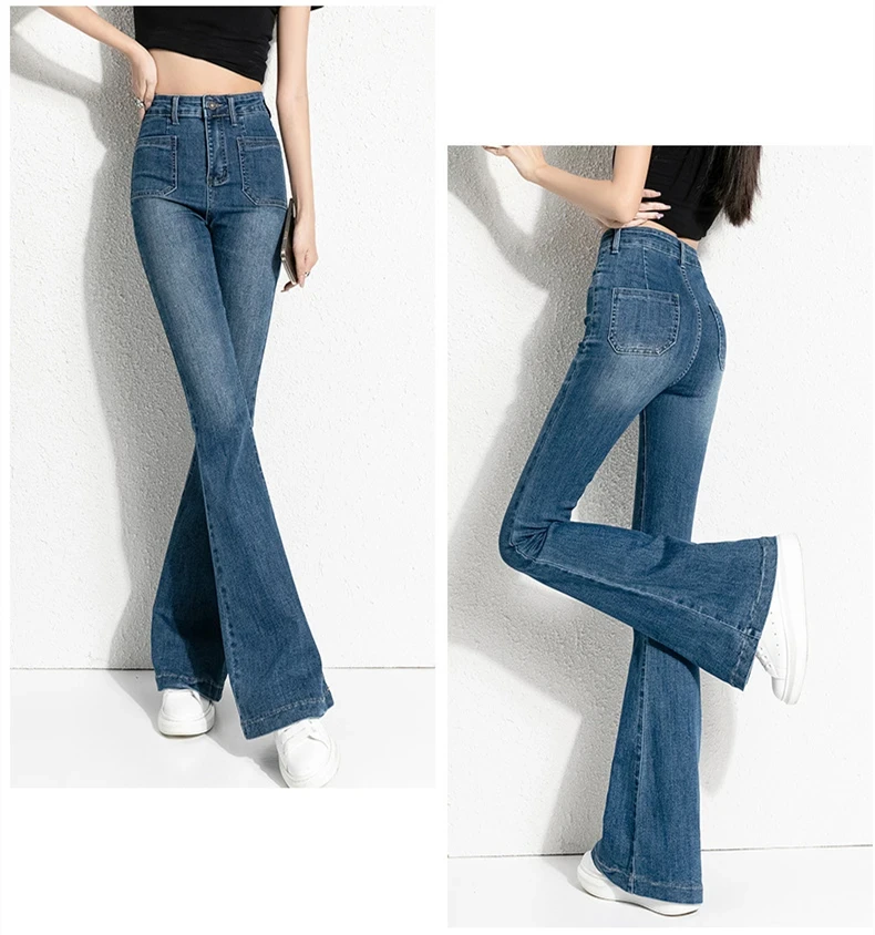 new spring autumn office lady Fashion casual plus size brand female women girls high waist flare jeans