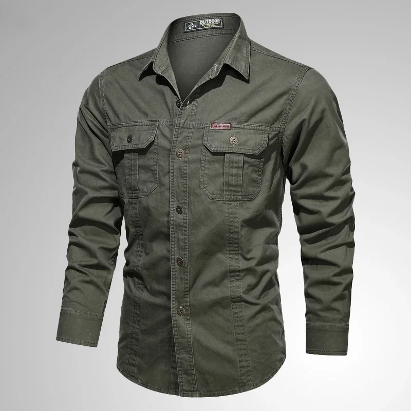 

Men's Military Tactics Shirt 100%Cotton Cargo Shirts Men Oversize 5XL Solid Casual Brand Clothing Tooling Blouses Male Tops N162