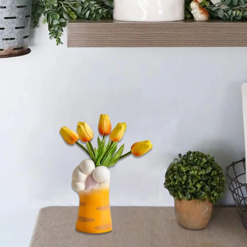 Cute Cat Claw Design Vase Aesthetic Room Decoration Home Flower Pot Modern Table Decorative Vases Creative Bookshelf Ornaments