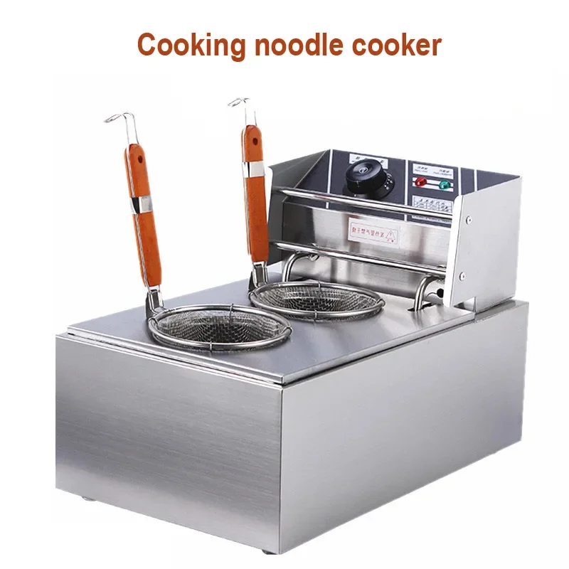 

Commercial Two-head High-power Noodle Cooking Stove 6L Stainless Steel Bench Top Electric Pasta Facial Machine Kanto Boiling