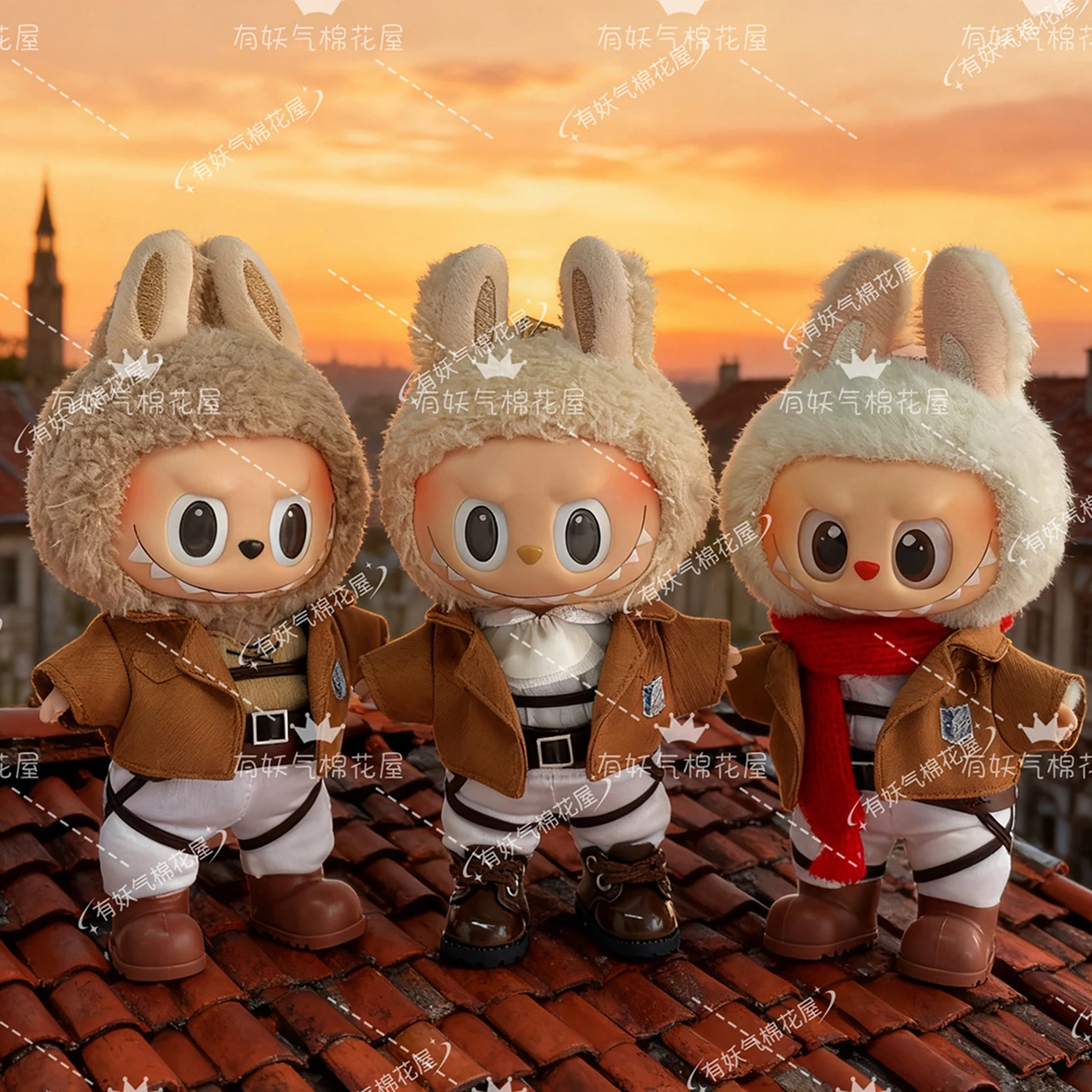 

New Style Attack On Titan Eren Jaeger Giant Ver. Mikasa 1 2 3 Generation For Labubu Clothes Mini 17cm Doll Clothing Accessories