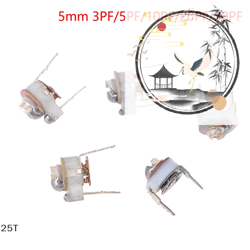 5PCS 5MM Ceramic Trimmer Capacit Adjustable Capacitor Trimmer Variable Ceramic Capacitor 3PF 5PF 10PF 20PF 30PF