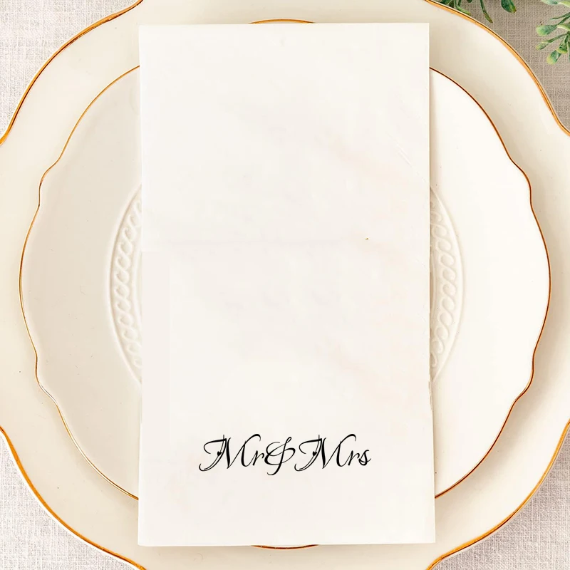 White Background Printing Napkins, Hot Stamping, Wedding, Birthday Party, Table Decoration, 150Pcs