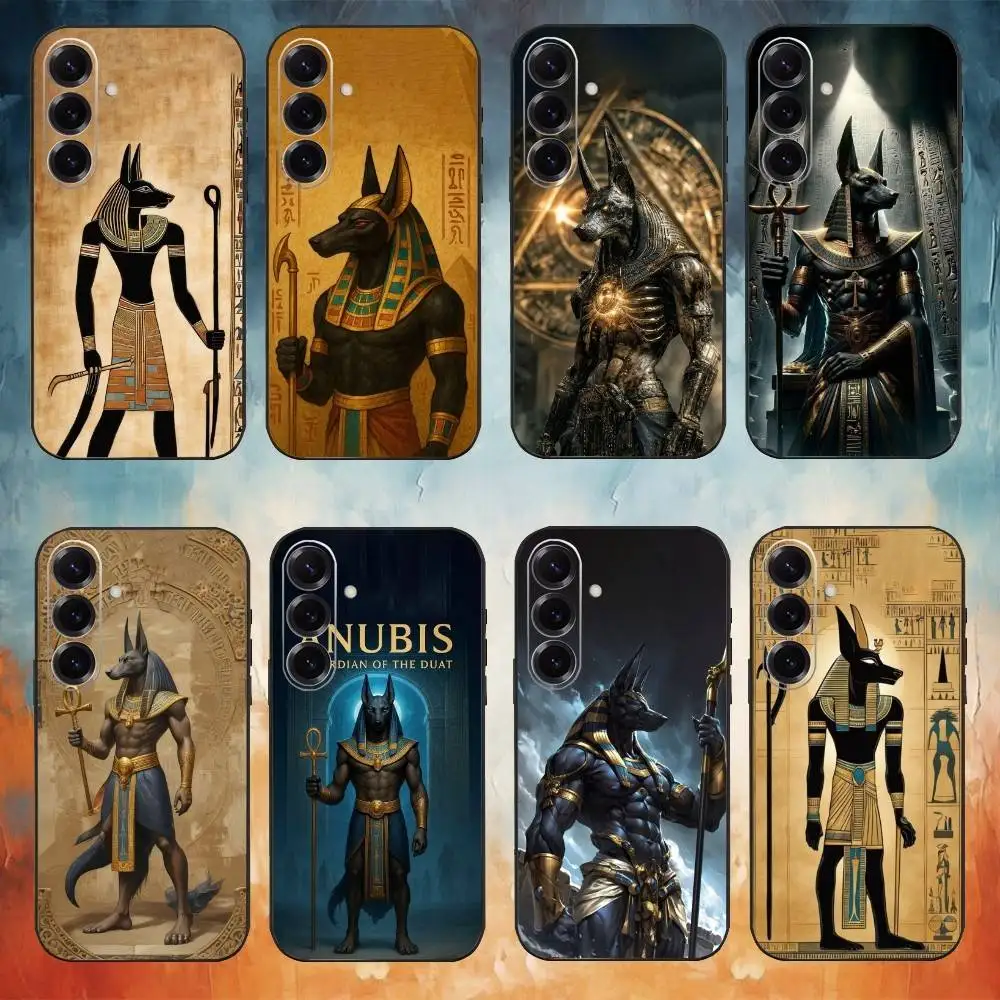 เคสโทรศัพท์เทพอันูบิสแห่งอียิปต์โบราณ สำหรับ Samsung Galaxy A73,A72,A71,A70,A53,A52,A51 และอื่นๆ  แบบนิ่ม สีดำ