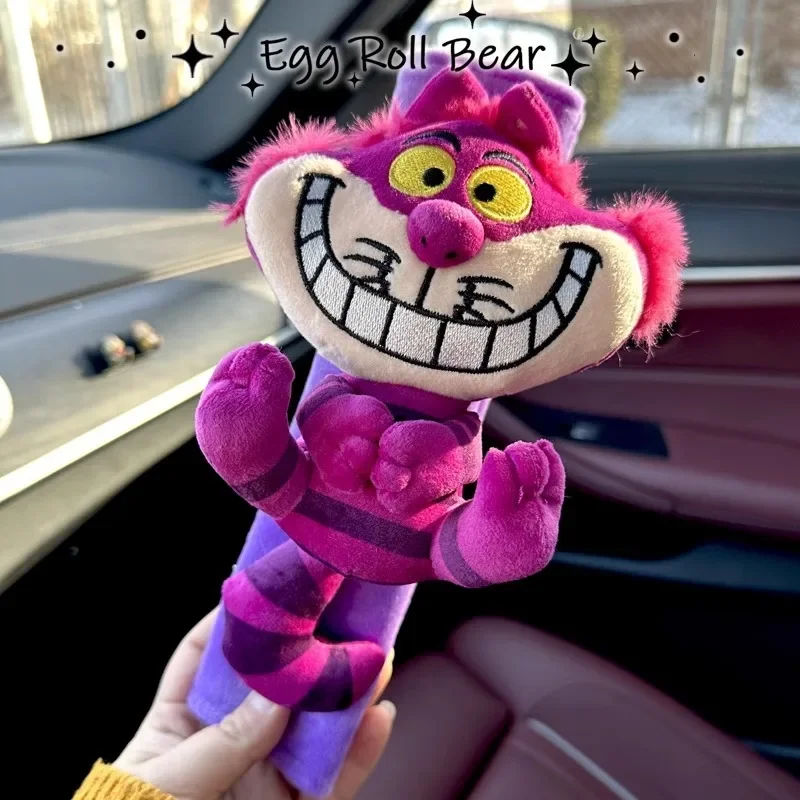 Disney Series Alice in Wonderland Cheshire Cat Plush Doll Car Seat Belt Cover Kawaii Automotive Interior Accessories Girl Gift