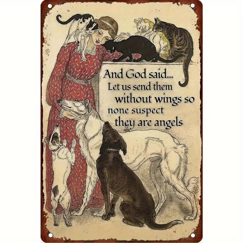 A set of 2 angel-themed metal signage - source inspiration for homes and cafes, made sturdy tin, easy to install,  ava