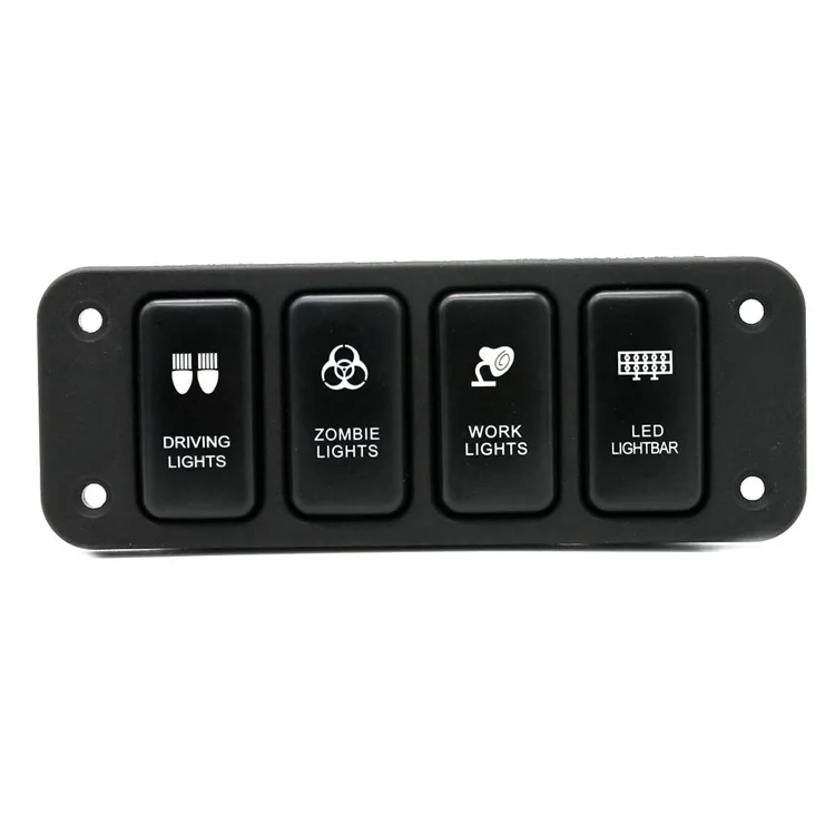 4 position straight row switch panel Blu-ray DRIVING/ZOMBIE/WORK black panel modification switch