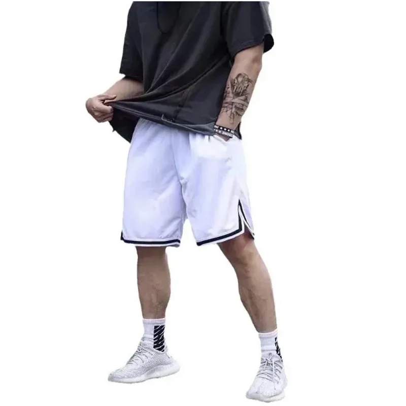 Stylish loose men's basketball shorts Quick dry American ice silk beach fitness quarter pants