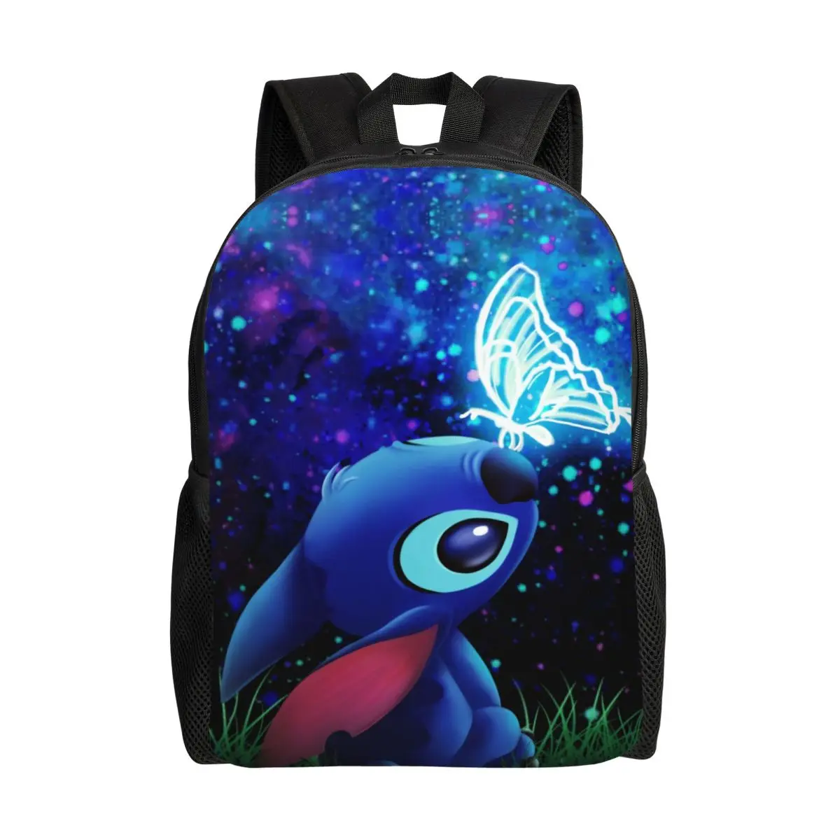 

Custom Stitchs Butterfly Starry Sky Laptop Backpack Men Women Basic Bookbag for College School Student Funny Anime Bag