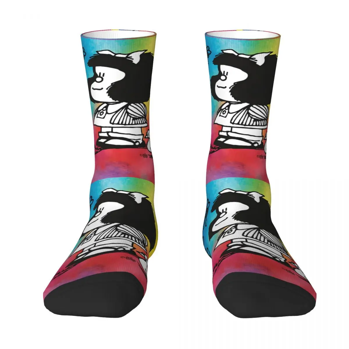 Color World With Bird Mafalda Hip Hop Retro calzini da uomo Unisex 3D stampato divertente calzino regalo