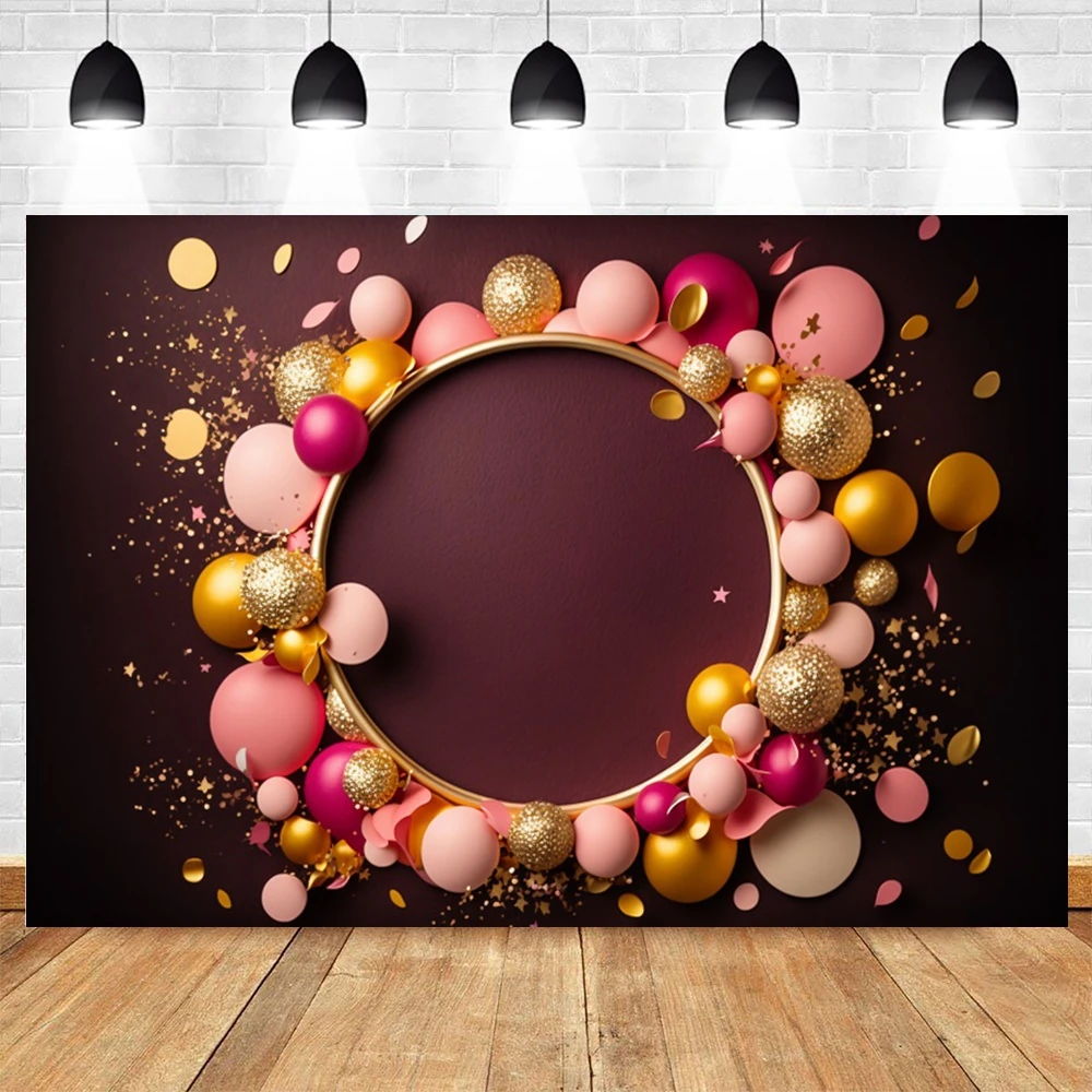 Newborn Baby Birthday Backdrop for Photography Colorfull Balloon Flower Arched Door Birthday Cake Table Party Photo Background