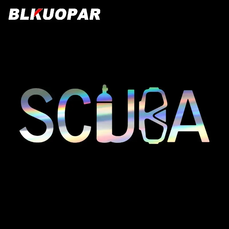 BLKUOPAR Diving Style Font Scuba Car Stickers Cool Laser Holographic Decal Waterproof Die-cut Diving Board Modeling Decoration