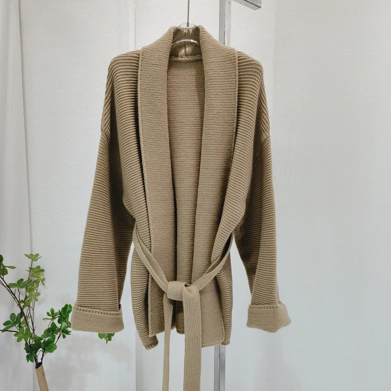 

SuperAen V-neck Cardigan Women's Waist Lace-up Knitted Sweater European and American Style Autumn and Winter 2025 New Sweaters