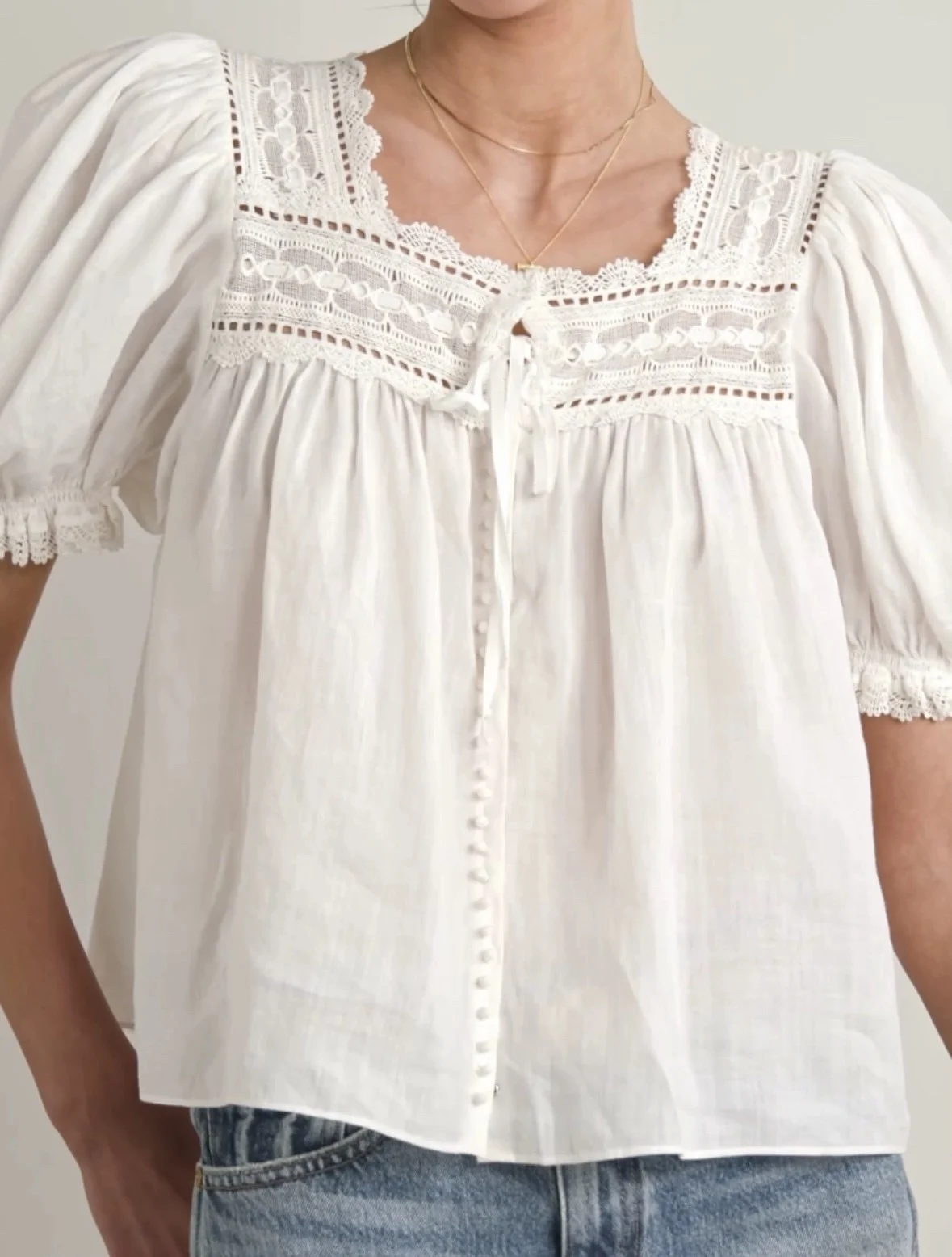 Women white Shirt tops Hollow Out Embroidery Square Collar Short Sleeve Blouse