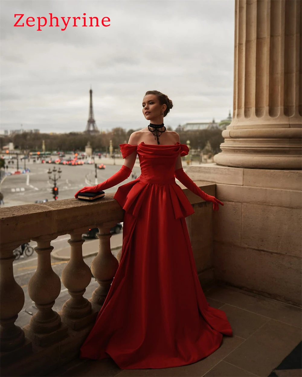 Personalizado simples vestido de noite de cetim vermelho elegante fora do ombro manga destacável vestidos de baile modernos vestidos de festa