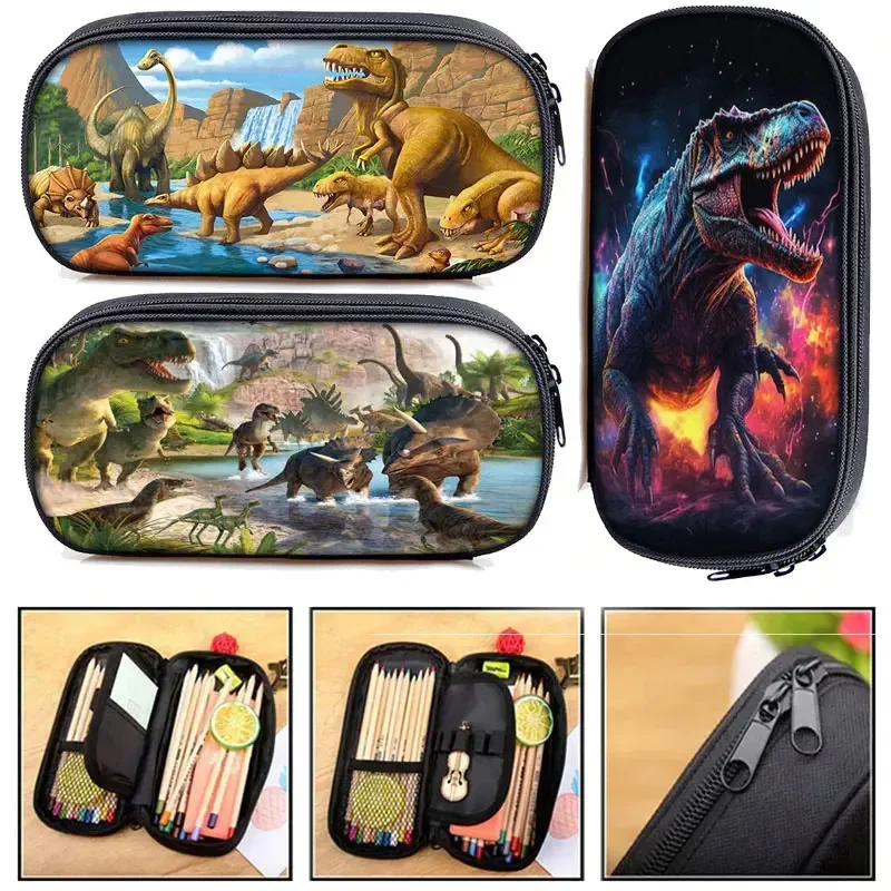 

Monster Dinosaur Print Cosmetic Cases Pencil Box Boys Girls T. Rex Pencil Bags Children School Case Stationary Bag Gift