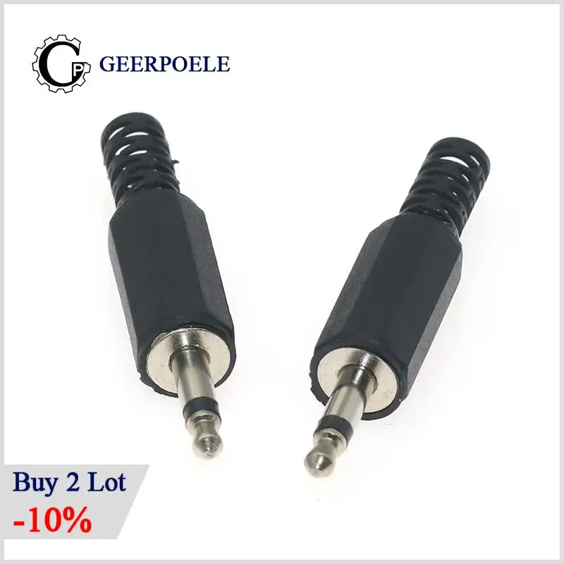 3.5mm-2 Two-core mono Audio Connectors Electric Male Jack Plug Wire Terminals Adapter
