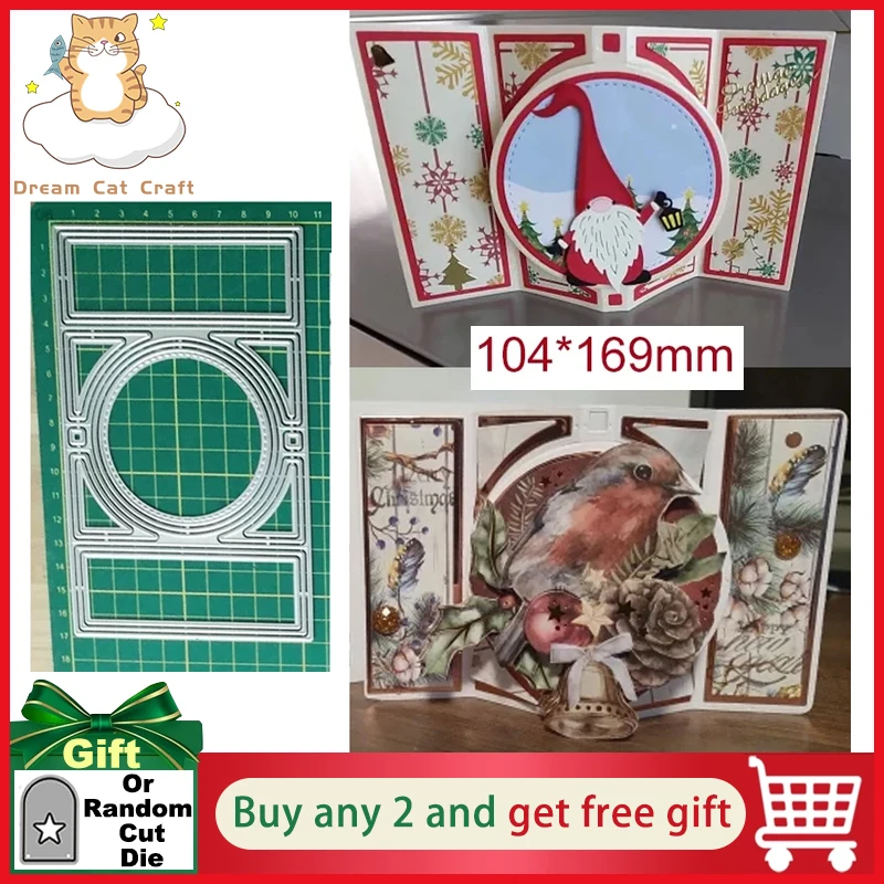 Circle 3D Folding Card Frame Die DIY Scrapbooking New Arrival 2024 Metal Cutting Dies Christmas Cards Making Stencils for Decor