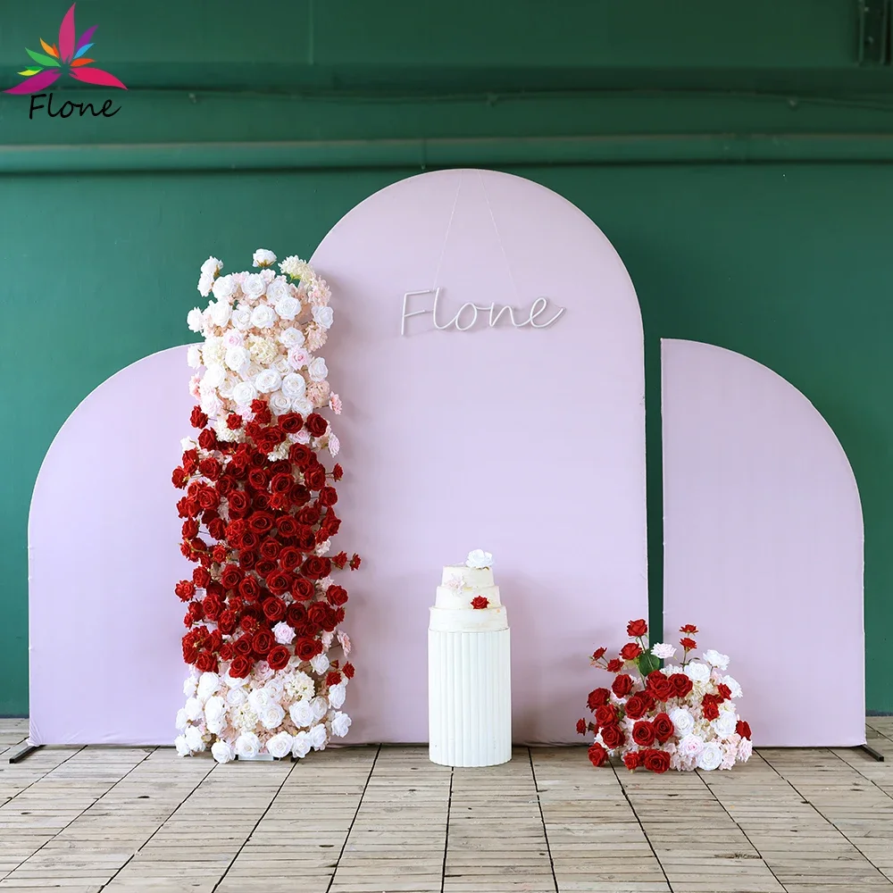 Decoration Mariage Artificial Flowers Arrangement Birthday Party High Quality KT Board Silk Pink Red Sztuczne Kwiaty H6.2x1.8ft