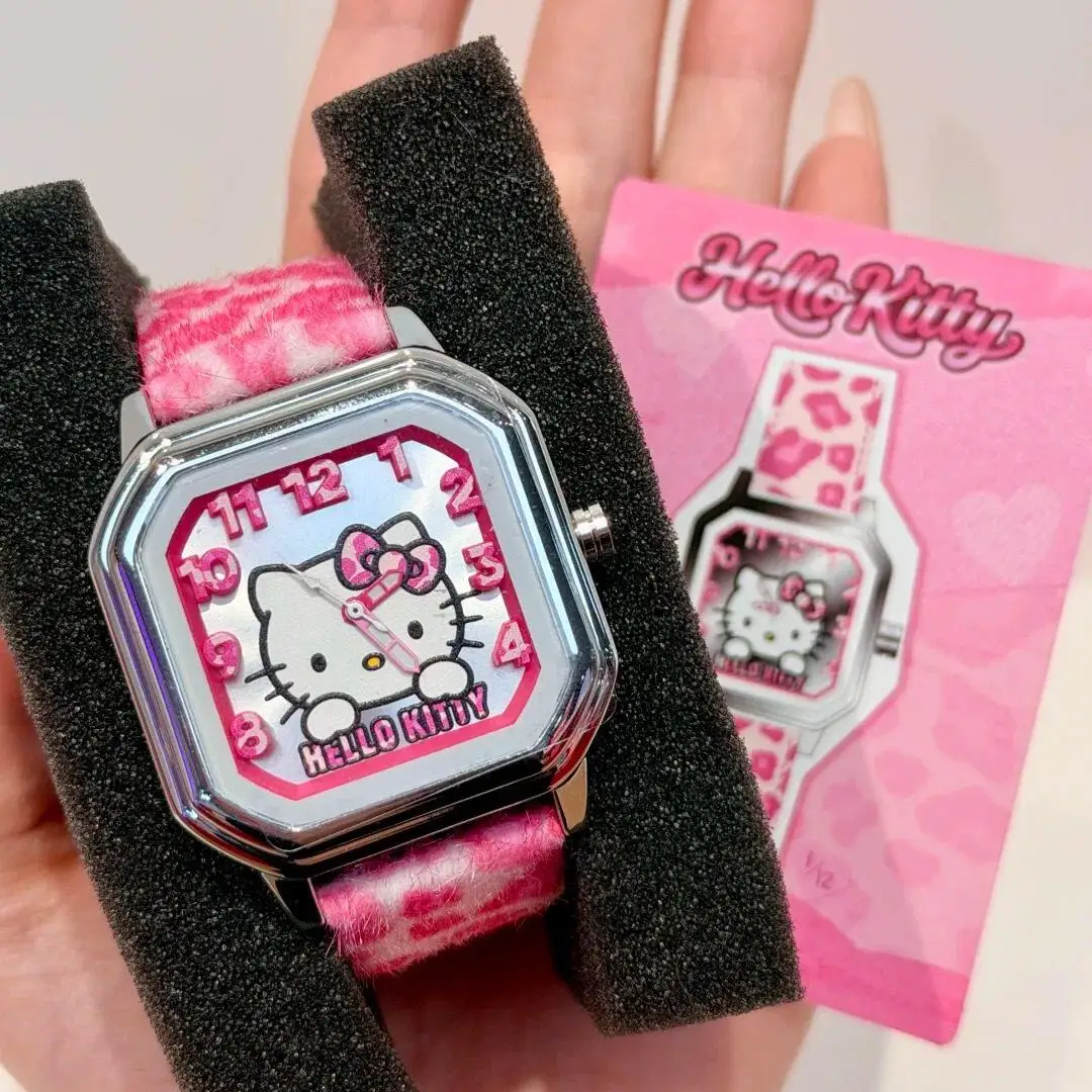 

Moetch Sanrio Hello Kitty Sweetheart Leopard Print Series Wrist Watch Blind Box Gifts Toy Model Anime Figures Collect Ornaments