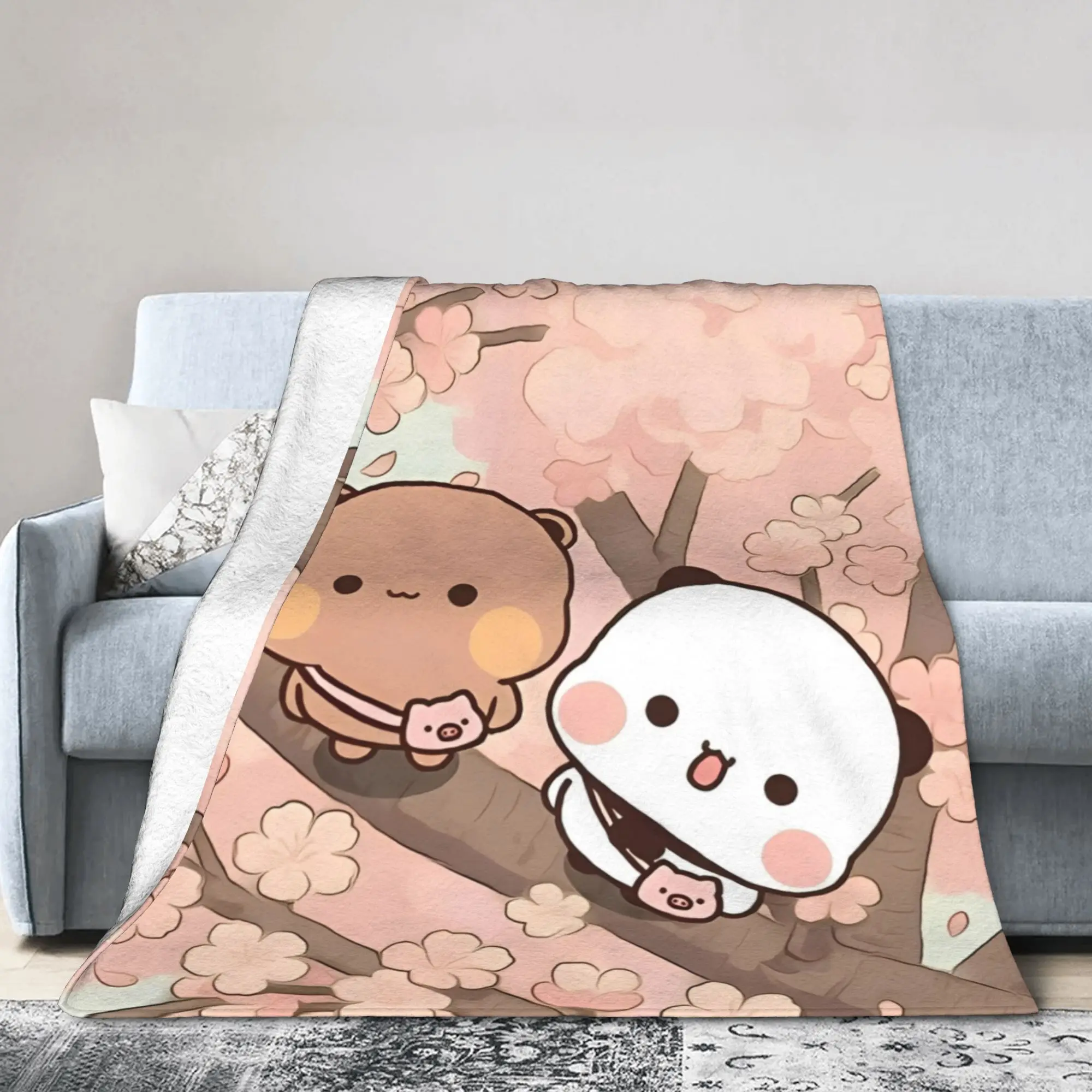 

Bubu and Dudu Kawaill Couple Bears Blanket Fleece Cozy Super Soft Throw Blanket for Sofa Bedding Throws