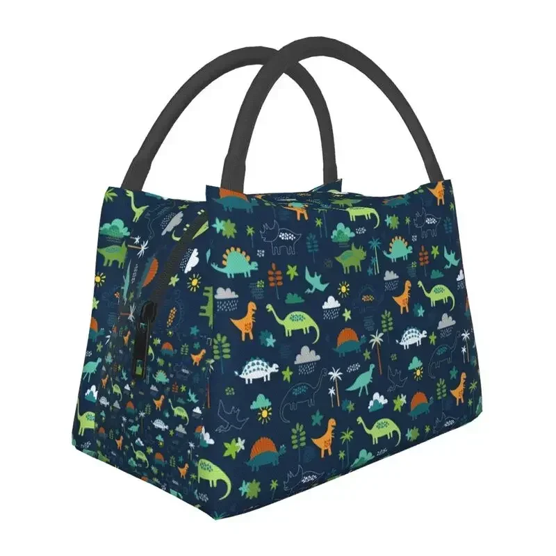 

Dinosaur Land Insulated Lunch Bags for School Office Cute Dino Pattern Resuable Cooler Thermal Lunch Box Women
