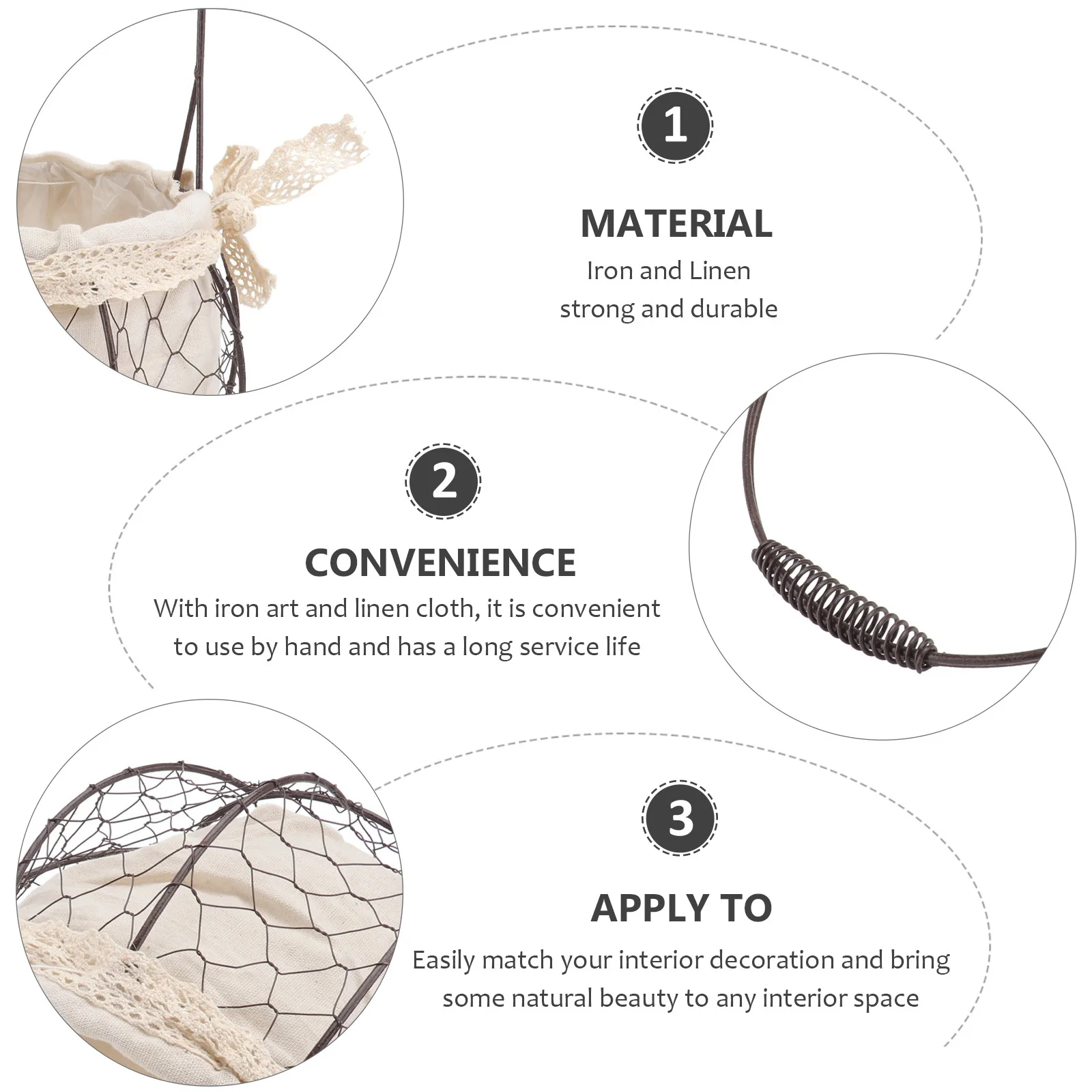 

1pc Retro Iron Flower Basket Handmade Portable Wedding Decoration Storage Container For Fresh Dried Flowers Grass