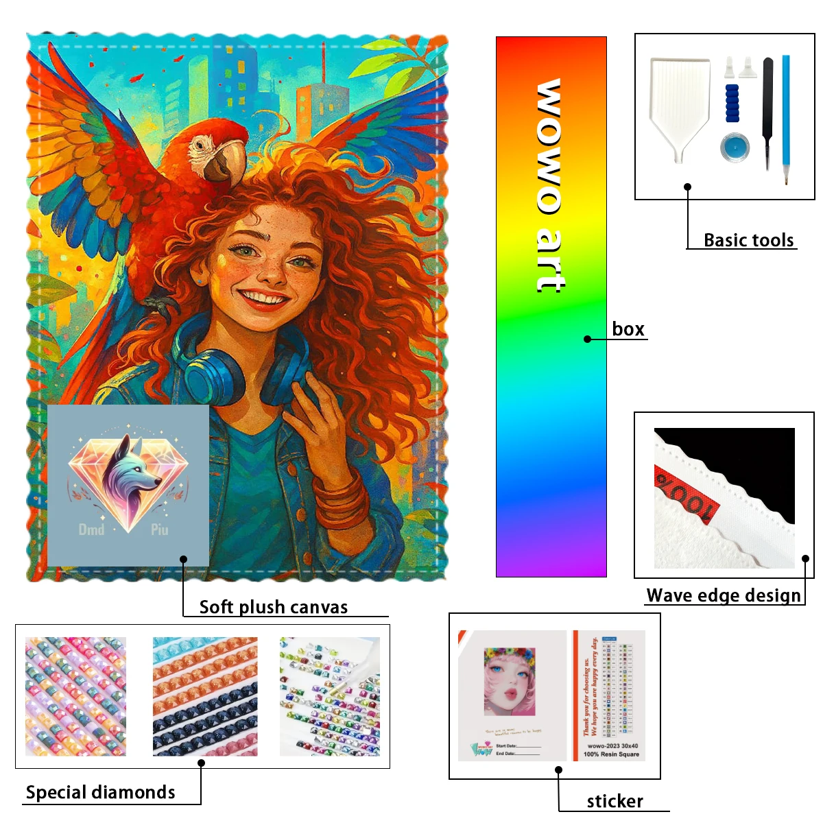 【Piu Diamond Art】Guacamayo en la ciudad 100% resin FD+ab+cr Diamond Stamping Kit Perfect Masterpiece worth Buying